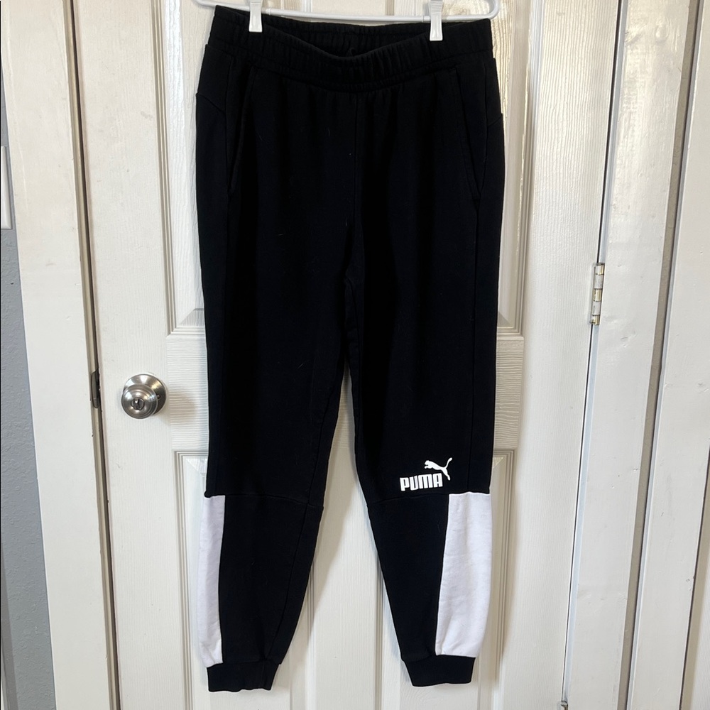 Puma Men's Black & White Comfy Jogger Sweatpants Size Large Loungewear
